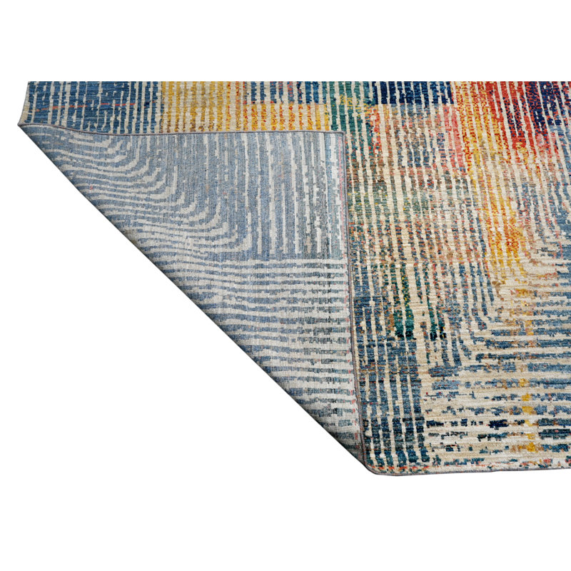 Abstract Area Rug in Blue/Beige/Light Yellow/Red