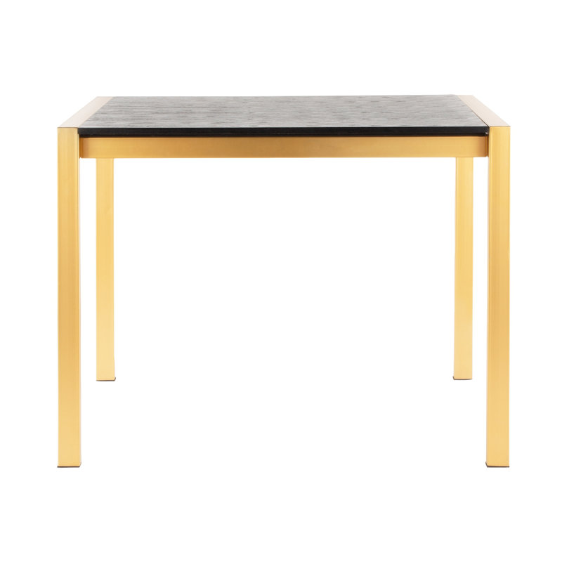 Black Wood Grain and Gold Metal Rectangular Counter Table