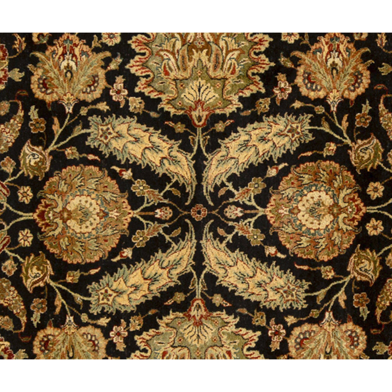 High-Quality Hand-Knotted Black And Cream Area Rug