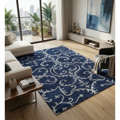 Tapis d'intérieur bleu clair en soie noué à la main de qualité supérieure