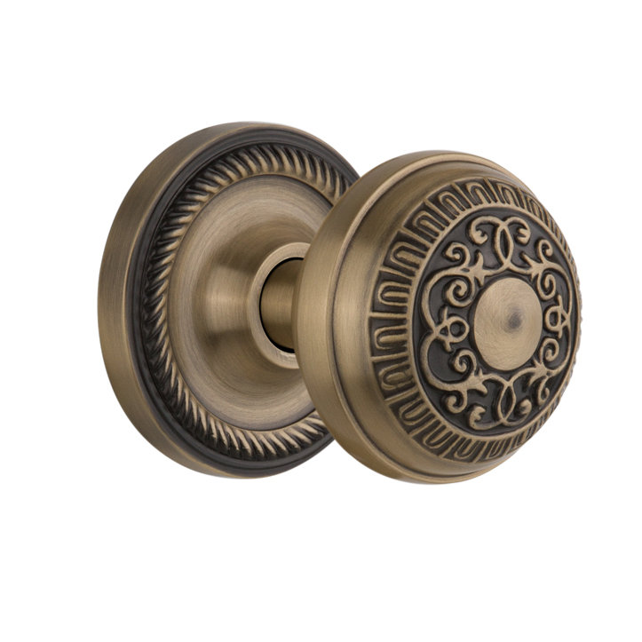 Rosette en corde avec bouton de porte œuf et fléchettes, Laiton antique
