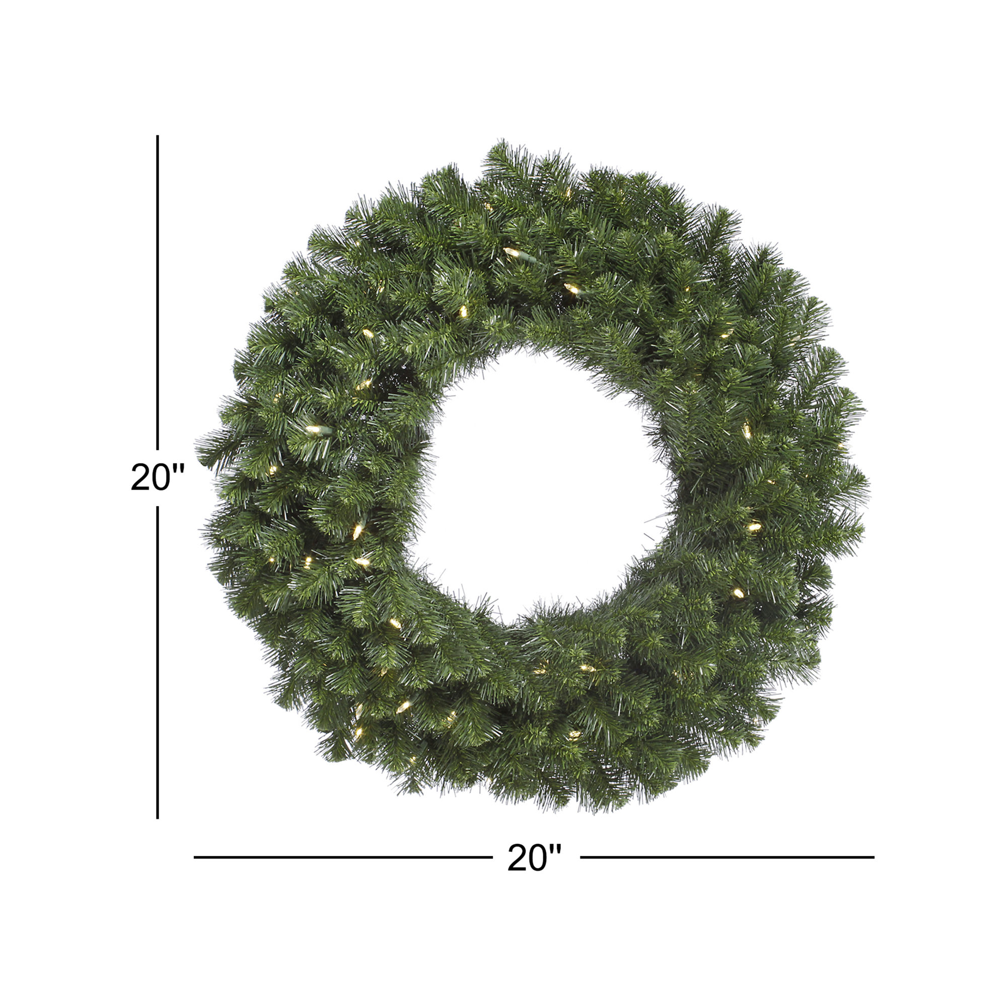Alanny Artificial Fir Wreath Dura-Lit, 20"