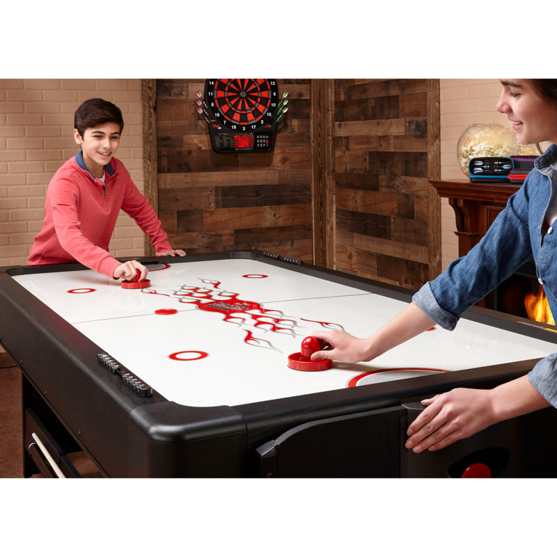 Red 7-Foot 3-in-1 Multi-Game Table with Rotation