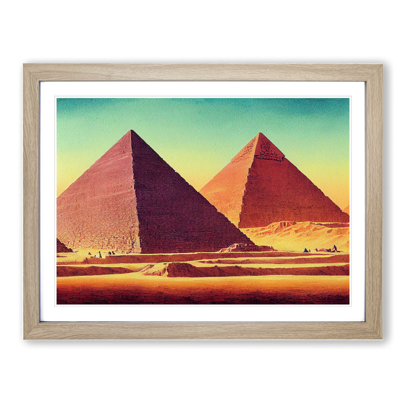 XH1022-7247X Pyramids In The Desert - Single Picture Frame Print, 25cm H x 34cm W, Oak