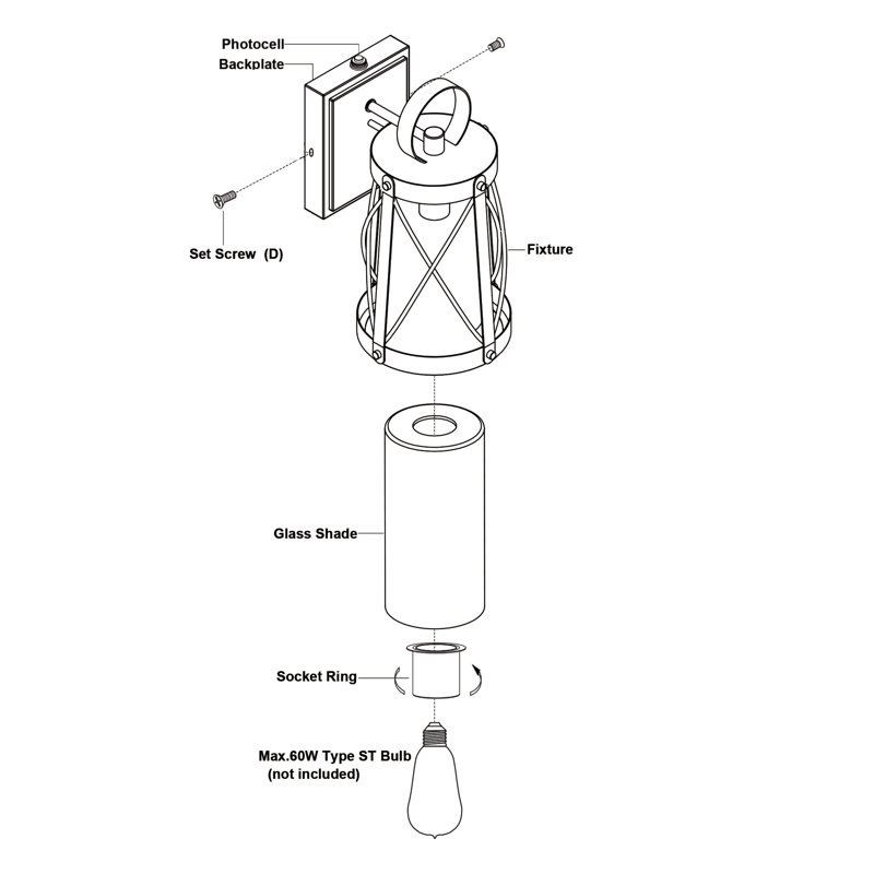 Applique murale d'extérieur 12 po en fer oxydé et orme bruni à lumière du jour avec capteur d'orge bruni à l'aube, acier durable, abat-jour en verre transparent pour porte de patio ou de garage