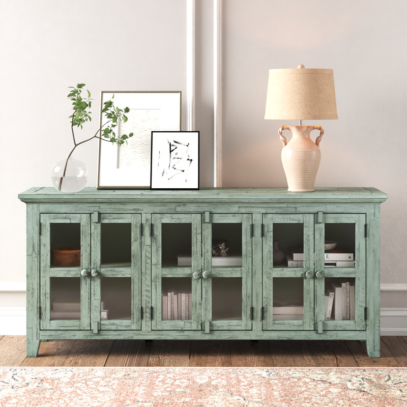 Buffet en bois d'acacia massif Knorr, Côté vague