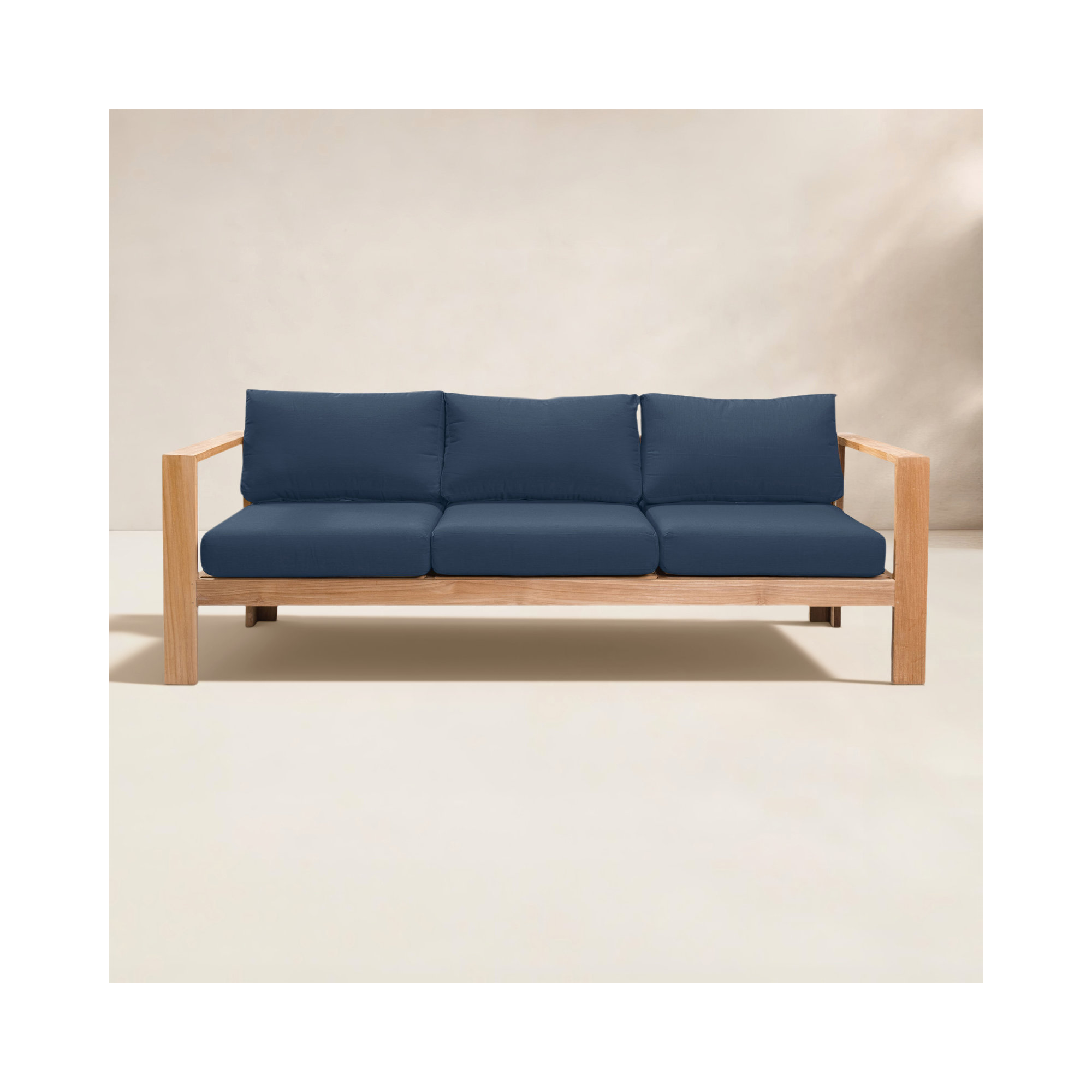 Sonoma 89" Teak Outdoor Sofa with Sunbrella® Cushions, Spectrum Indigo Sunbrella®