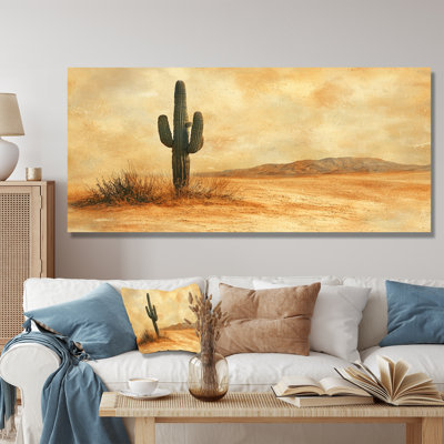 Minimalisme, Cactus dans le désert, vent I - Cactus en métal, art mural pour le salon
