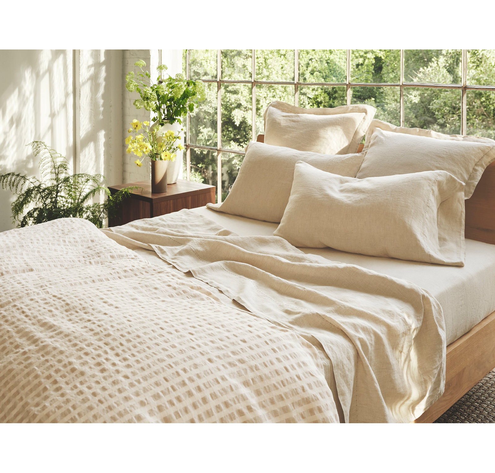 Organic Relaxed Linen Shams, Euro, Undyed Chambray