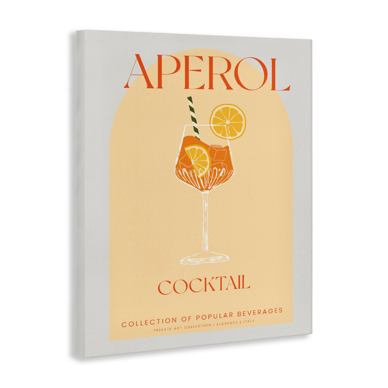 Élégante toile de cocktail rétro Aperol, design par Lil 'Rue, H 30 po x l 24 po