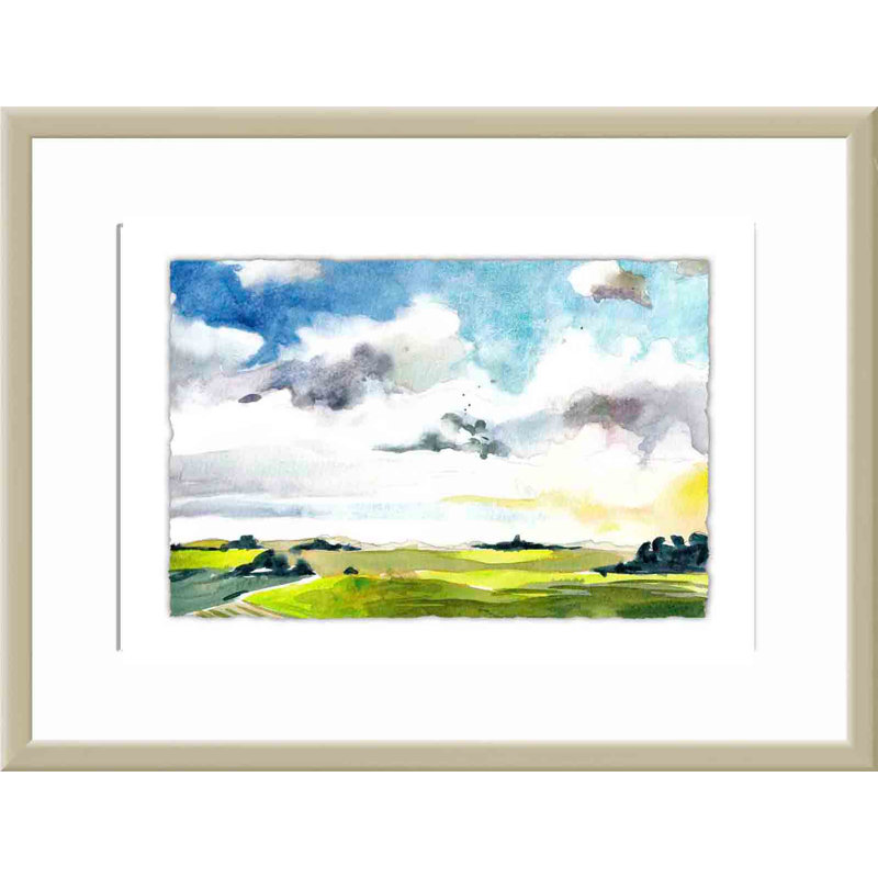 «Sky View VI» par Paul McCreery - peinture encadrée, H 12,09 po x l 16,09 po x P 1,1 po, Argent allemand