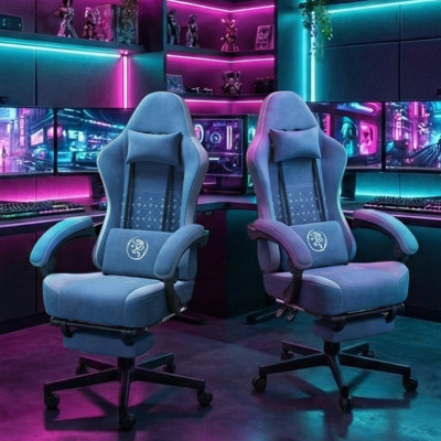 Ensemble de 2 chaises de jeu de course réglables, inclinables et ergonomiques en similicuir