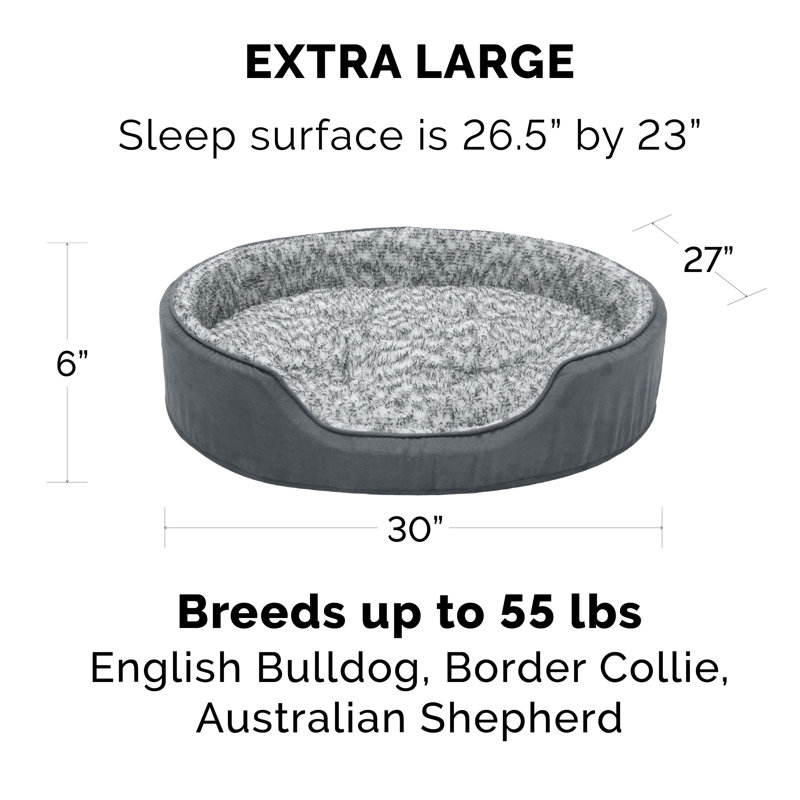 Two-Tone Fur & Suede Oval Pet Bed, Extra large (27" W x 5.5" D x 26" H)