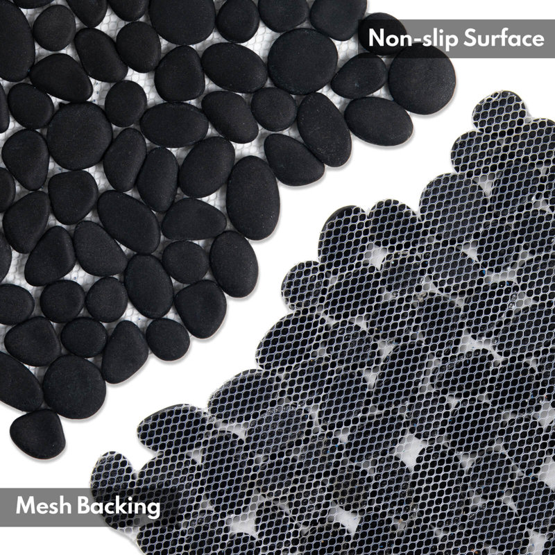 Carrelage mosaïque 5 galets Lovdeco, Noir - 11,4 po x 11,4 po