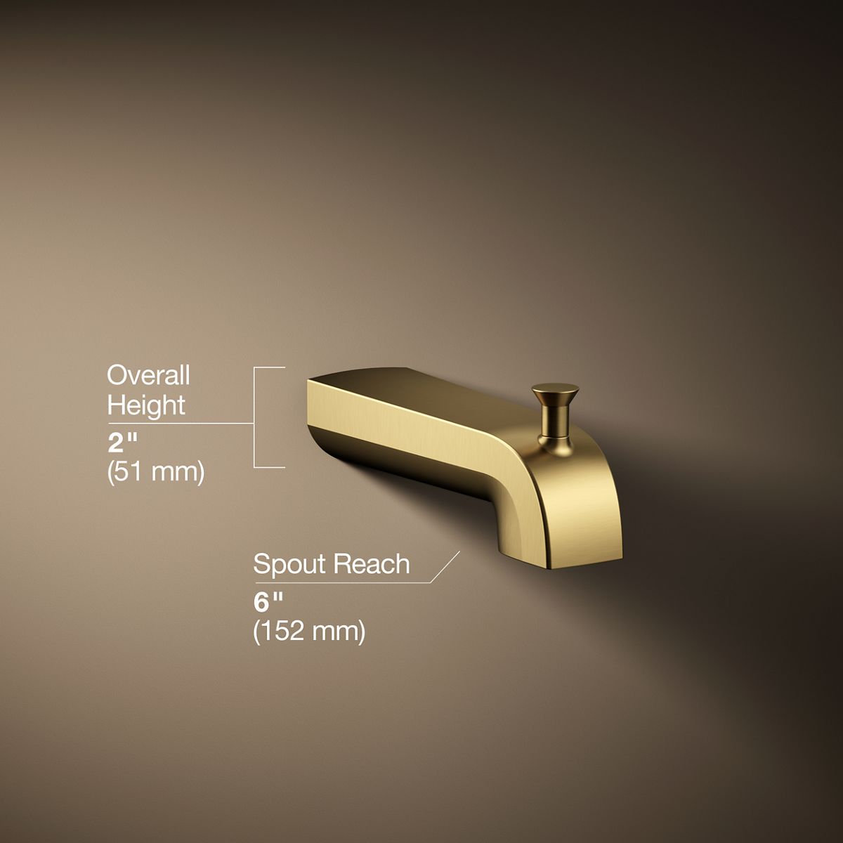 Hint Wall-Mounted Diverter Tub Spout, Vibrant Brushed Moderne Brass
