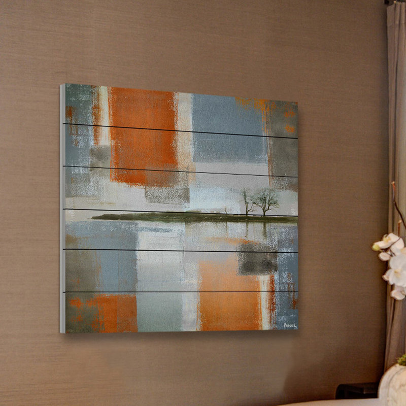 « par orange et gris » par parvez taj,, reproduction d’art sur bois blanc, H 40 po x l 40 po x P 1,5 po