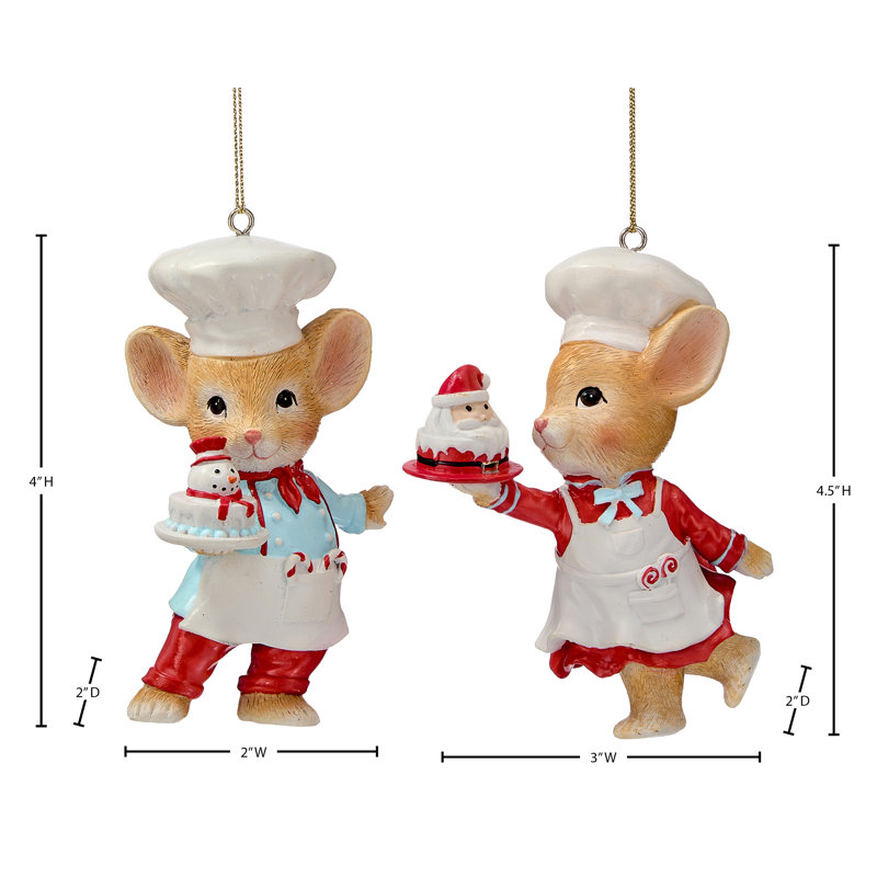 Ornement pour souris de cuisson 4 po en résine