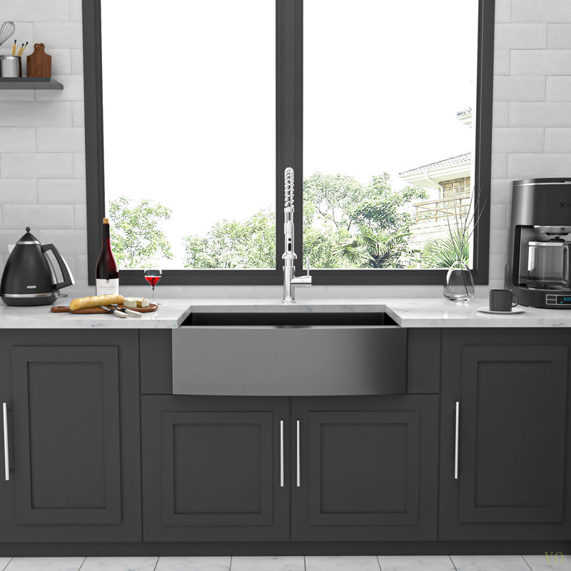 33   Farmhouse Sink - 33 Inch Kitchen Sink Stainless Steel 16 Gauge Apron Front Kitchen Sink, Gunmetal Black