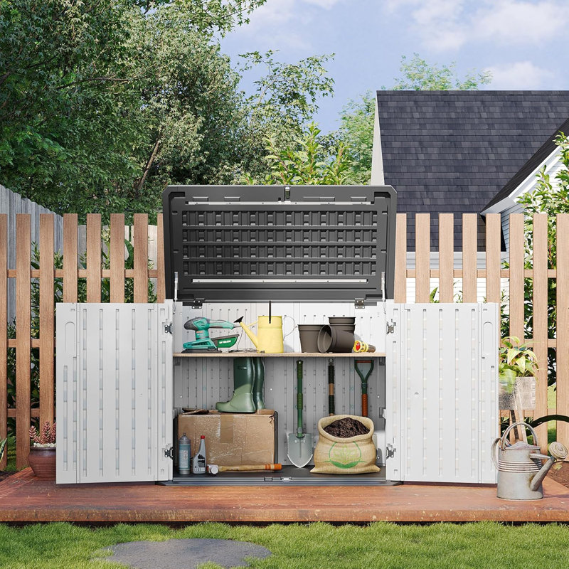 4.4 ft x 2.5 ft 900L Resin Horizontal Waterproof Garbage Shed