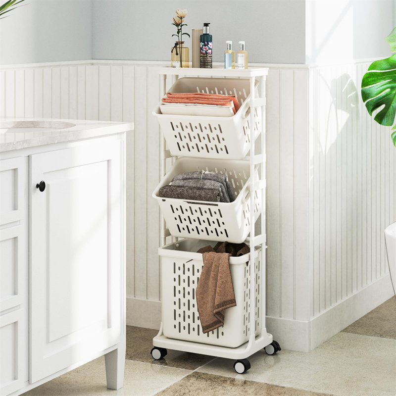 Plastic Rolling Laundry Basket