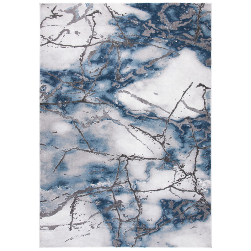 John-Paul Craft Performance Abstract Rug, Rectangle 2'7" x 5', Gray/Blue