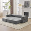 Canapé modulaire convertible avec 3 repose-pieds Ebern Designs - Lit en mousse haute rebond, canapé en chenille peu encombrant pour les studios et les bureaux à domicile.-637114588