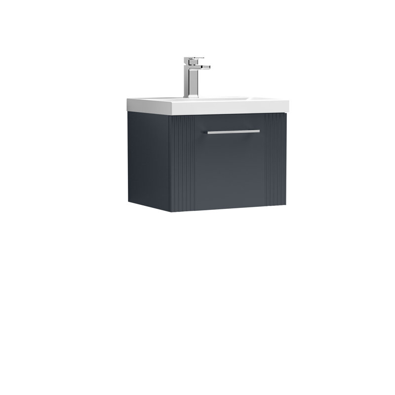 Deco 510mm Single Bathroom Vanity with Integrated Vitreous China Basin, Satin Anthracite