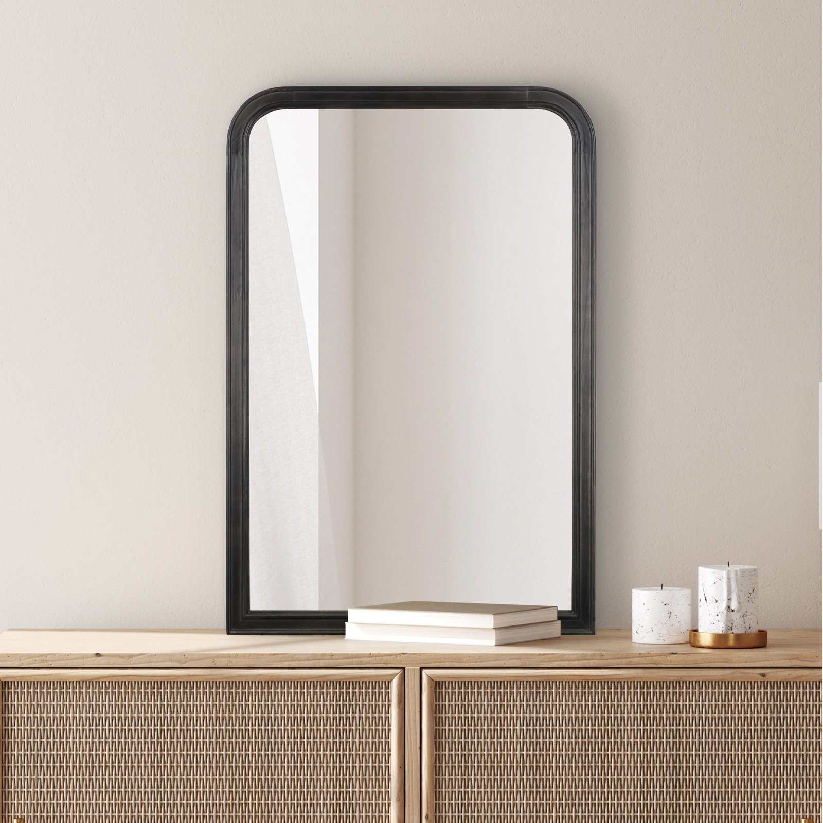 Ancell Solid Wood Mirror, 30" x 20", Black