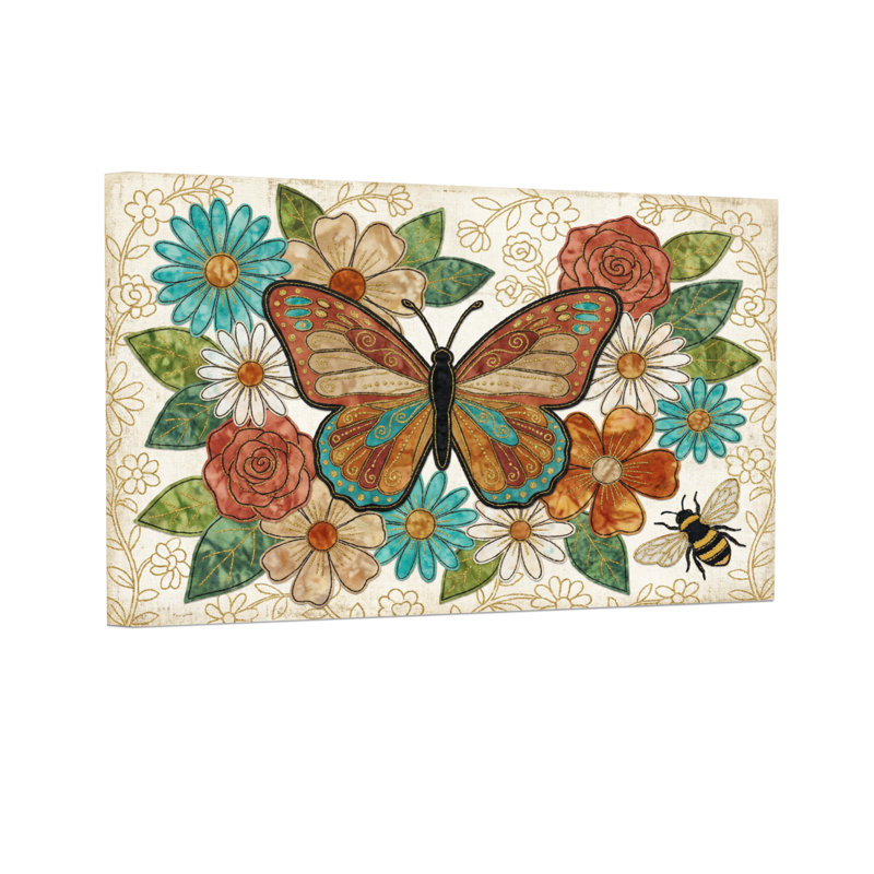 Animaux, papillon, fleurs, abeille, impression de motif de jardin, H 12 po x l 18 po