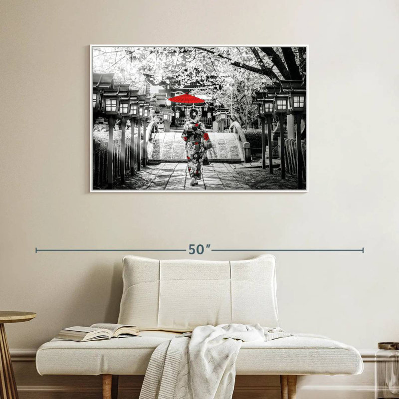 Geisha Pop, Cadre flottant blanc, 40 po x 27 po