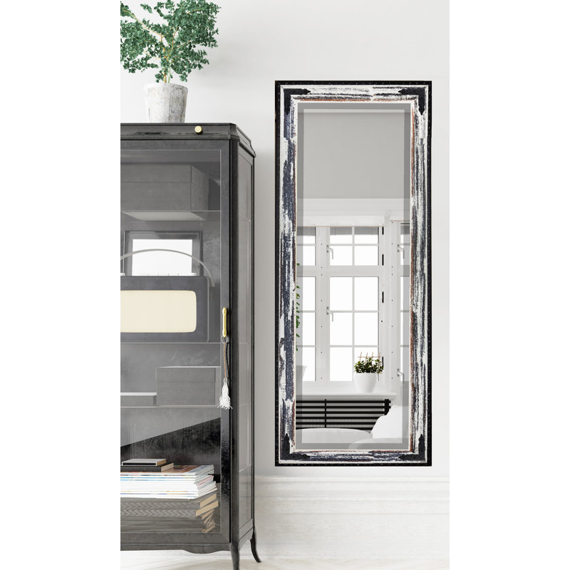 Miroir pleine grandeur Kaspar, 59,5 po x 20,5 po, Ivoire délavé rustique et noir