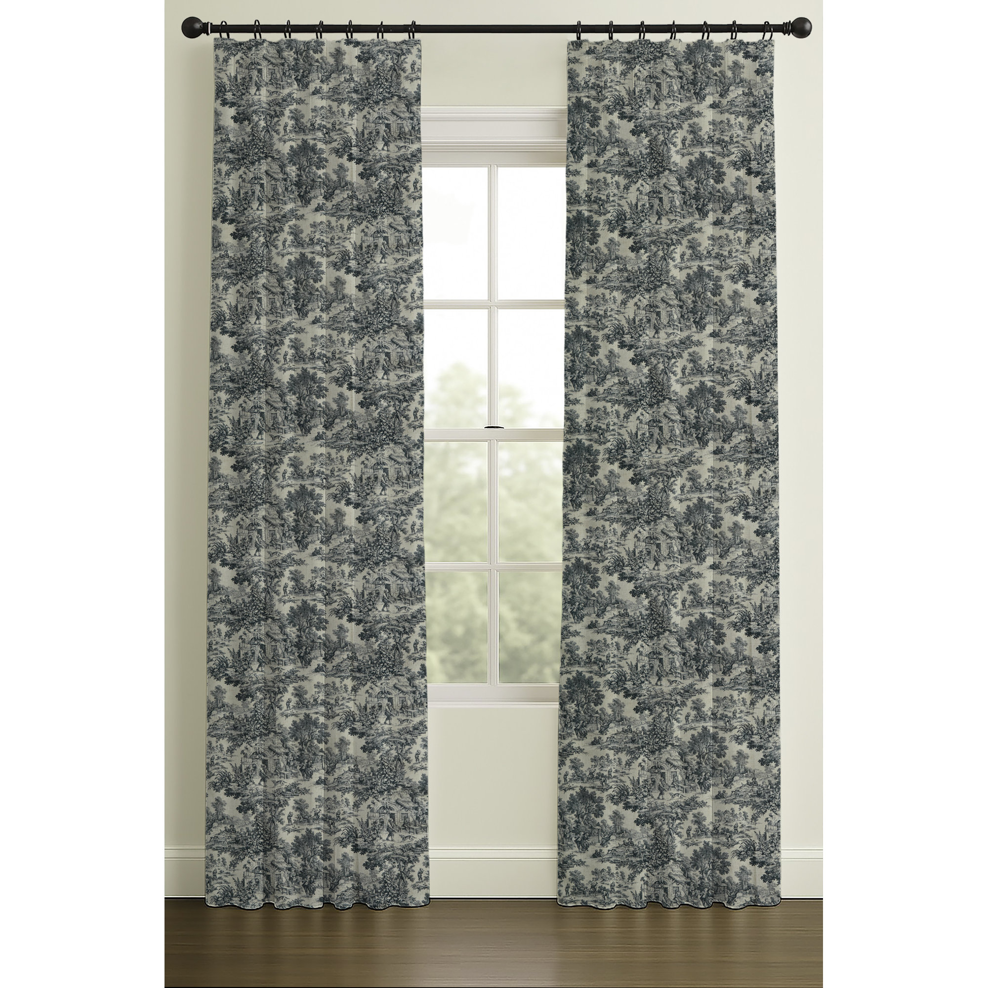 Inverted Pleat Double Lining Toille Print, Red, 33" W x 96" L, Double Lining