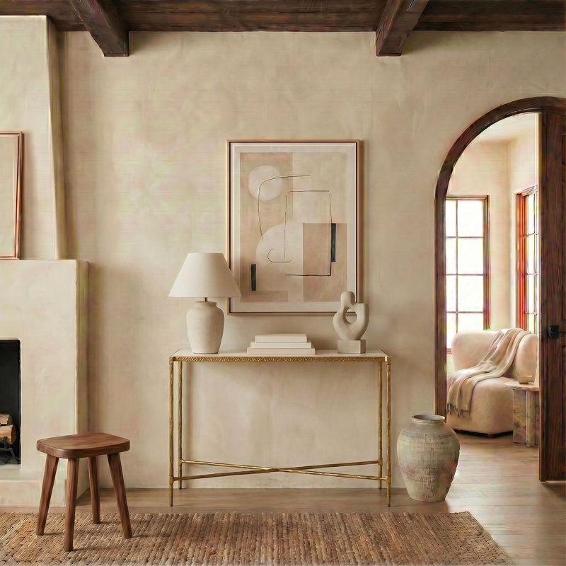 Isabellina Metal And Marble Console Table, Brass