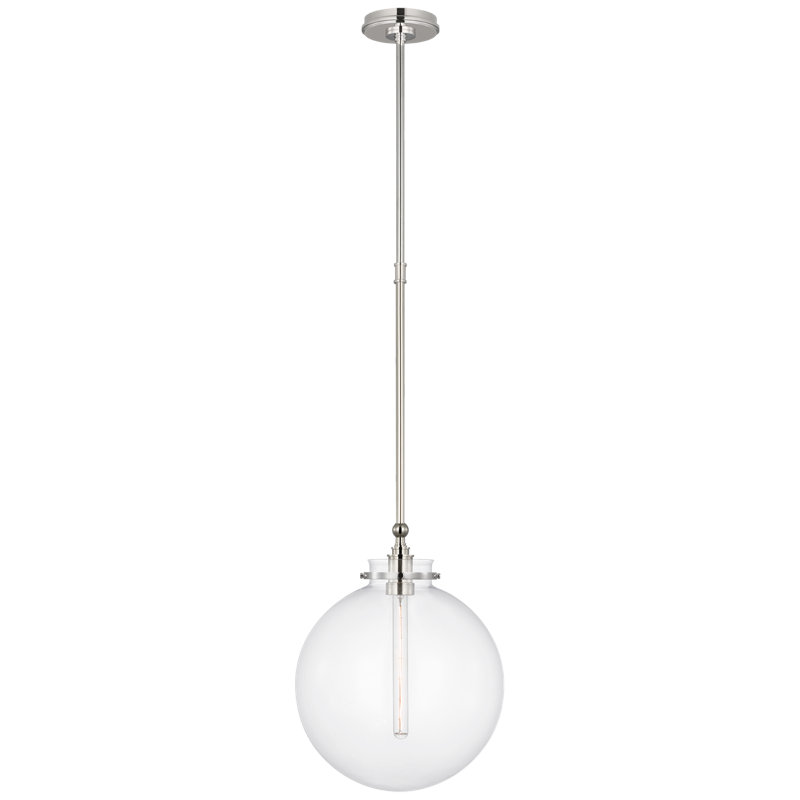 Parkington 1 - Light Pendant, Polished Nickel, 17.75" H x 14" W x 14" D, Clear Glass