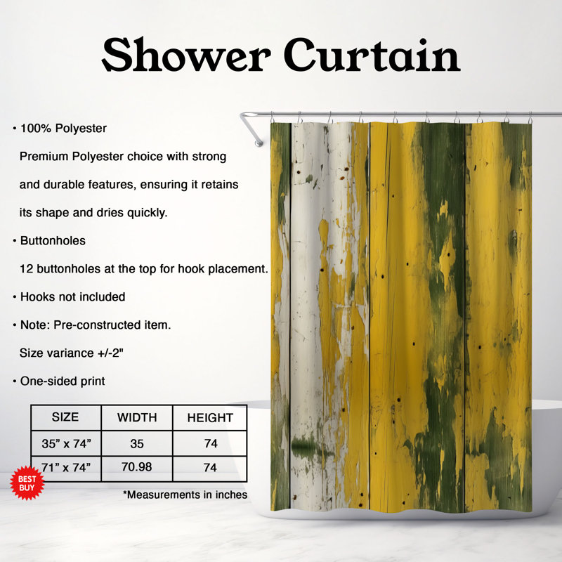 Rustic Green Boards - Premium Shower Curtain, 74"H x 71"W