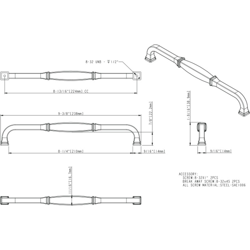 Audrey 224 mm Center-to-Center Cabinet Pull, Satin Bronze