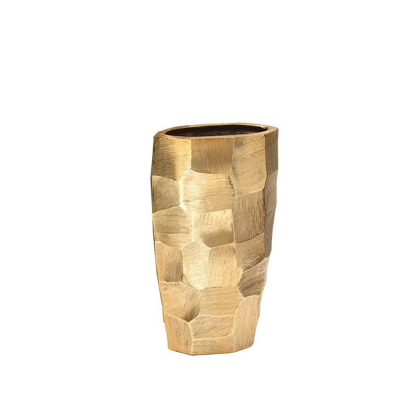 Orla Metal Table Vase, 11" H x 6.5" W x 3" D, Gold