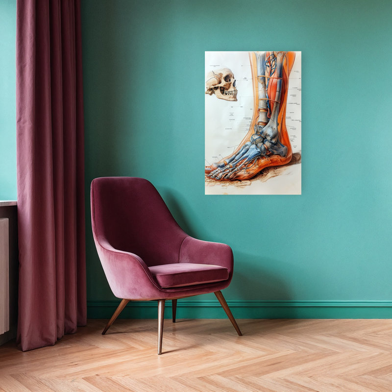 «Anatomical Leg and Skull», art mural rétro, H 36 po x l 24 po