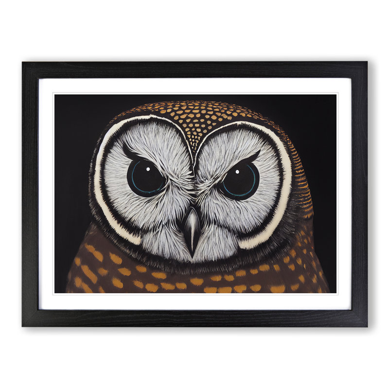 Ingenious Owl - Single Picture Frame Print, Black, 46cm H x 64cm W x 2cm D