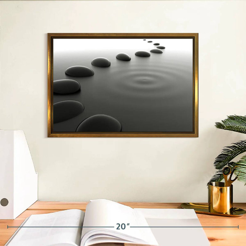 Cailloux sur l'eau, Cadre flottant doré, 13 po x 9 po