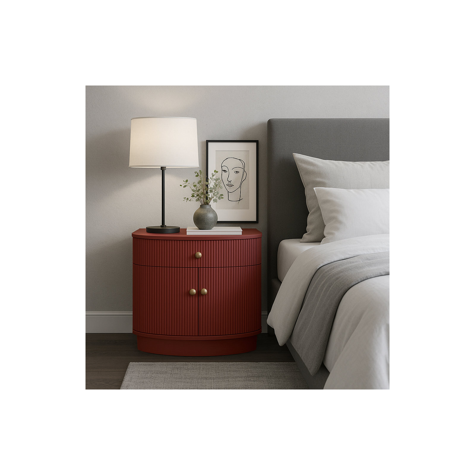 Erinn 1 - Drawer Nightstand, Red