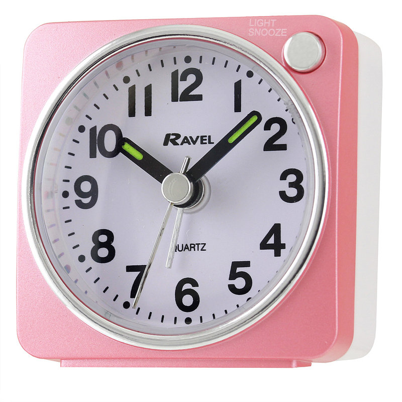 Quartz movement / Crystal Alarm Clock, Pink/White
