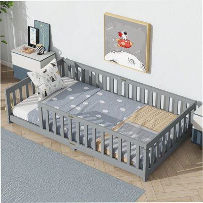 Finka Kids Floor Platforms Bed With Fence and Door
