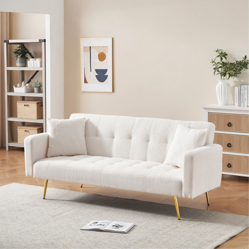Canapé-lit 71,7 pouces en molleton beige, Beige