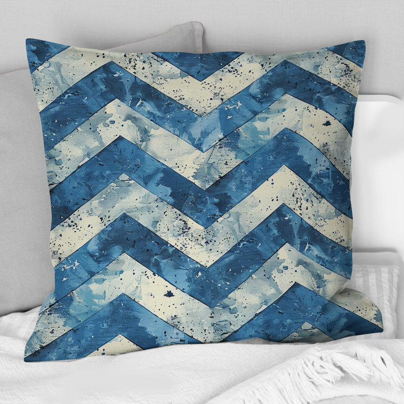 Chevron Charm III - Coussin décoratif à chevrons, H 16 po x l 16 po