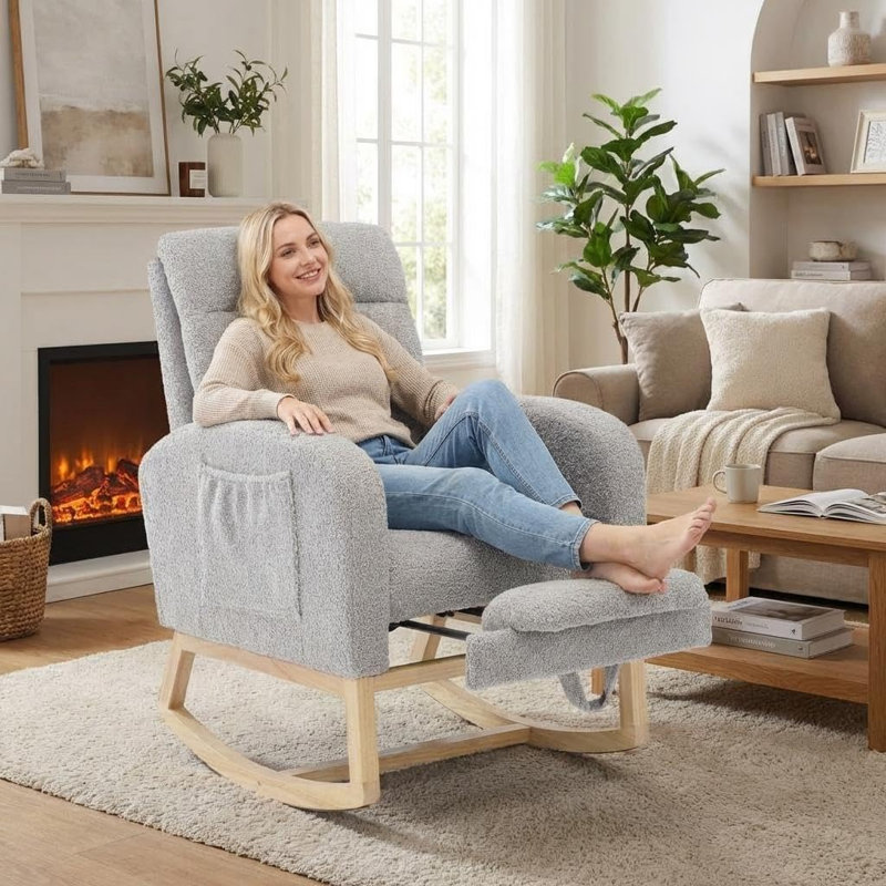 Upholstered Lounge Chair, Grey