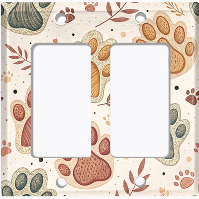 Couvercle de plaque d'interrupteur en métal; Fauteuil à bascule GFI 2 bandes US Standard - Paws and Foliage