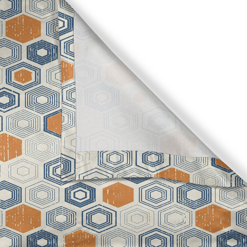 Rideau à œillets décoratif à 2 panneaux East Urban Home, 50 po, bleu marine, orange, beige, L 50 po x L 96 po