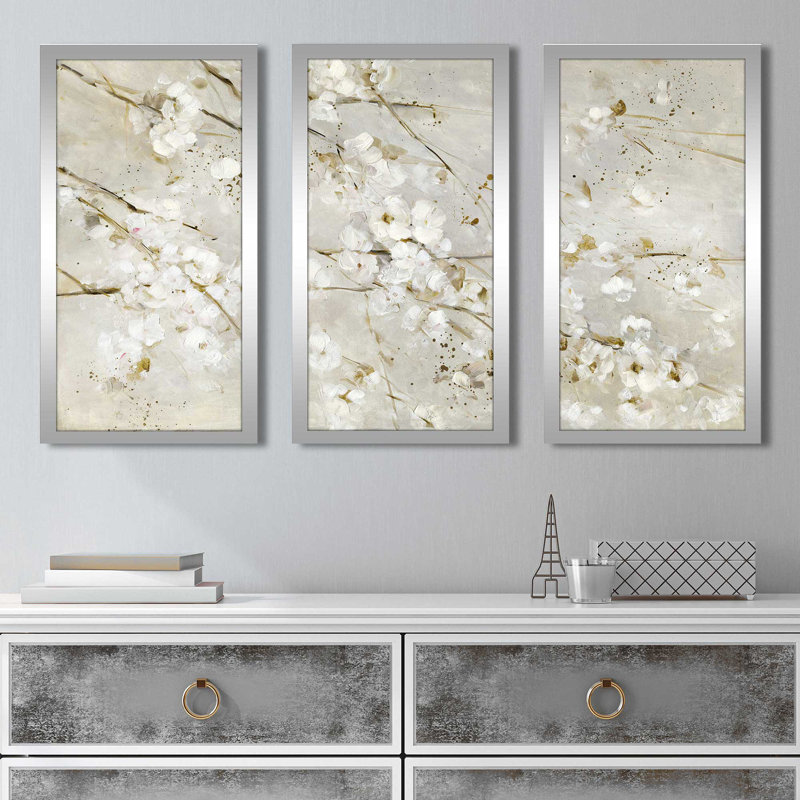 «Soft Spring Blossoms» par Sally Swatland - impression de cadre photo unique de 3 pièces, H 33,5 po x l 52,5 po x P 1 po