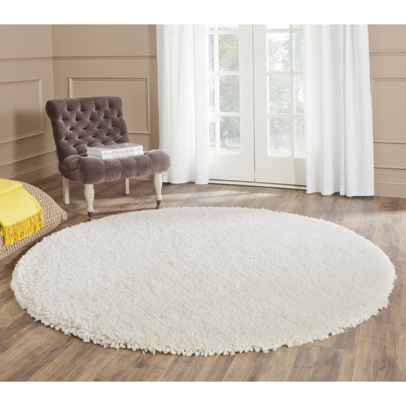 Anacortes Shag Hand Tufted Performance Solid Color Rug, Round 6'